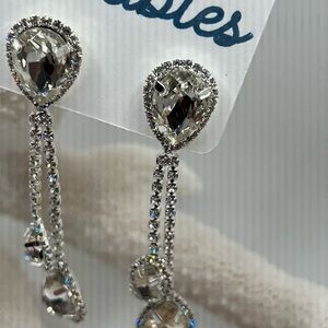 Sparkling Silver Crystal Drop Earrings